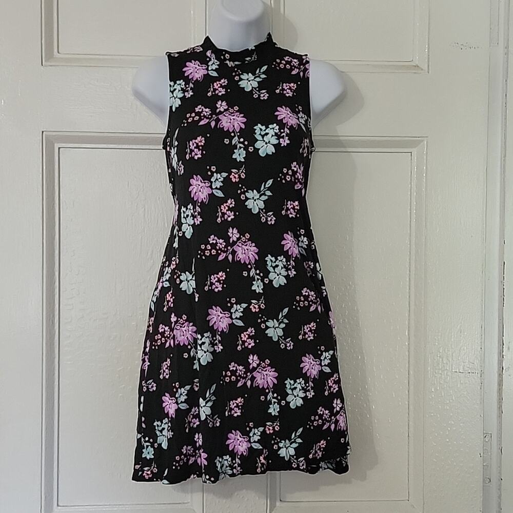 Girl's Black/Pink/Green Print Dress Justice Sz 12